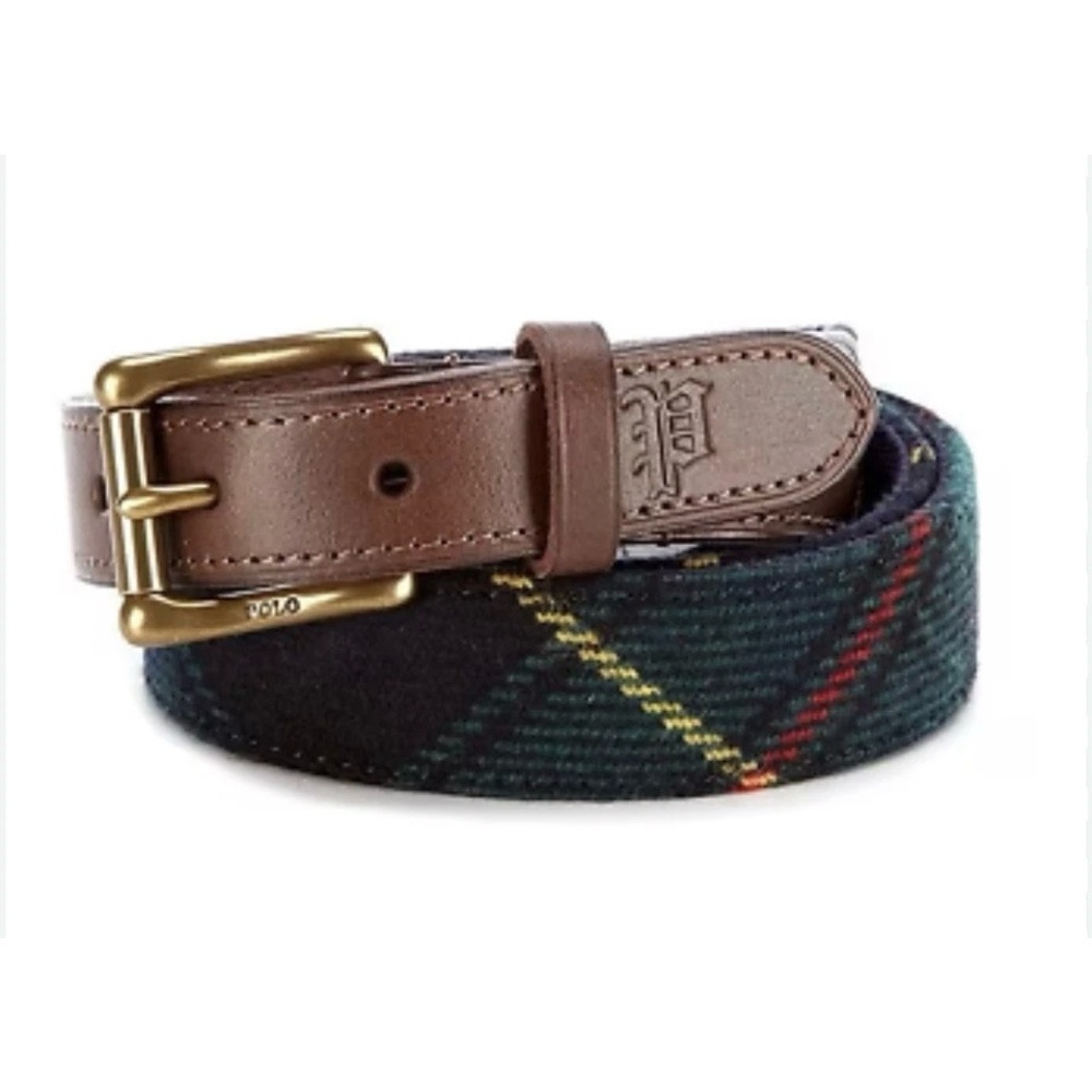 Polo by Ralph Lauren Brown and Green Plaid Belt